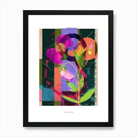 Sweet Pea 2 Neon Flower Collage Poster Art Print