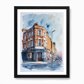 Enfield London Borough   Street Watercolour 3 Art Print