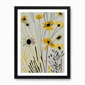 Tickseed Wildflower Modern Muted Colours 1 Art Print