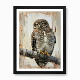 Northern Pygmy Owl Japanese Painting 5 Art Print