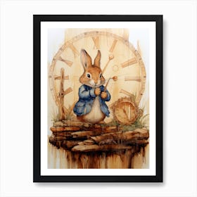 Bunny Clock Rabbit Prints Watercolour Art Print