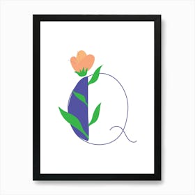 Living Room Floral Letters Purple 17 Art Print