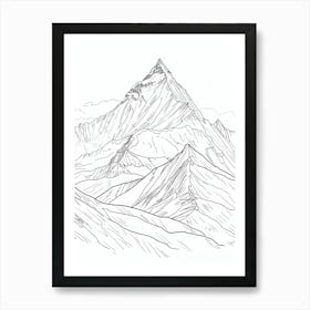 Gasherbrum Pakistan China Line Drawing 4 Art Print