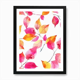 Watercolor Autumn Leaves Seamless Pattern 2 Art Print