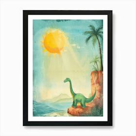 Cute Dinosaur Under The Sun Storybook Style Art Print