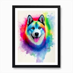 Akita Rainbow Oil Painting Dog Art Print