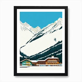 Mayrhofen, Austria Midcentury Vintage Skiing Poster Art Print