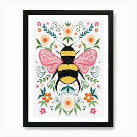 Busy Bee Flowers Nature Art Print