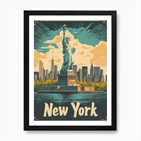 Aihrgdesign A Retro Travel Poster For New York Art Print