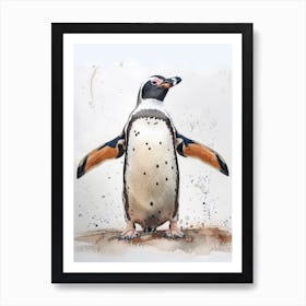 Humboldt Penguin Gold Harbour Watercolour Painting 3 Art Print