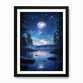 Night Sky In The Forest Art Print