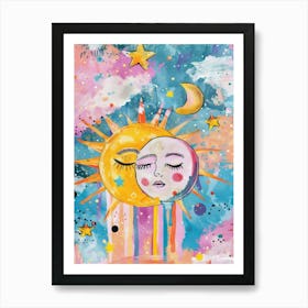 Sun And Moon eclips Art Print