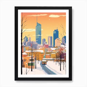 Retro Winter Illustration Frankfurt Germany Art Print