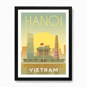 Hanoi, Vietnam — Retro travel minimalist poster Art Print