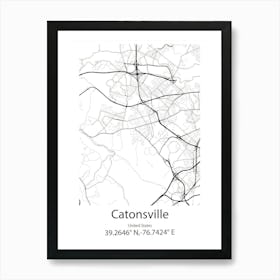 Catonsville,United States Minimalist Map 1 Art Print