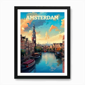 Amsterdam Vintage Travel Netherlands Art Print