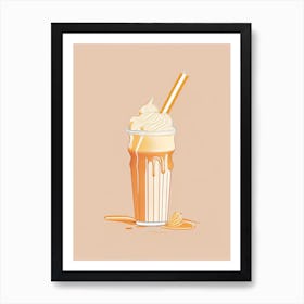 Caramel Milkshake Dairy Food Minimal Line Drawing Art Print