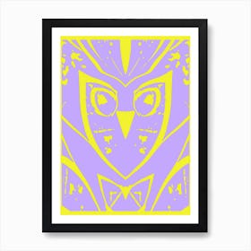 Abstract Owl Purple And Yellow 1 Art Print