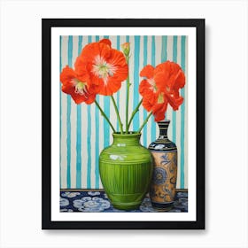 Flowers In A Vase Still Life Painting Amaryllis 1 Art Print