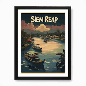 Aihrgdesign A Mid Century Modern Travel Poster For Siem Reap Art Print