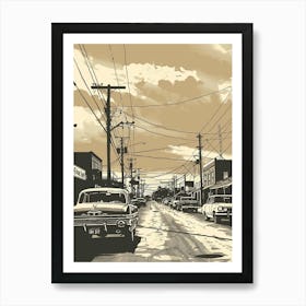 Duotone Illustration Sixth Street Austin Texas 1 Art Print