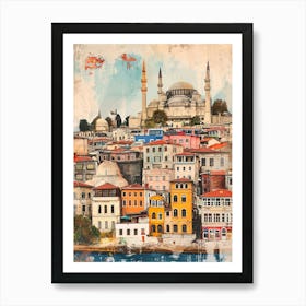 Kitsch Istanbul Skyline Painting 2 Art Print