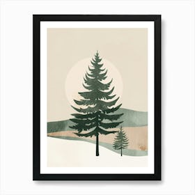 Balsam Tree Minimal Japandi Illustration 4 Art Print