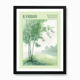 Bamboo Tree Atmospheric Watercolour Painting 7 Poster Art Print