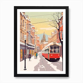 Vintage Winter Travel Illustration Glasgow United Kingdom 2 Art Print