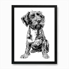 German Wirehaired Dog Line Sketch 2 Art Print