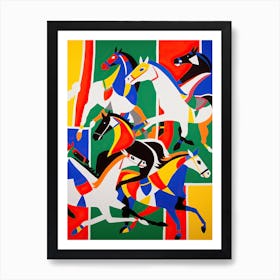 Horse Racing In The Style Of Matisse 2 Art Print