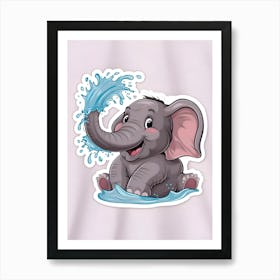 Elephant Splashing Water Art Print