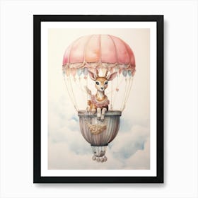 Baby Deer 1 In A Hot Air Balloon Art Print