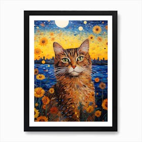 Cat In Sunflowers 2 Art Print