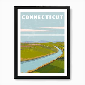 Connecticut, USA — Retro travel minimalist poster Art Print