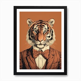 Tiger Illustrations Wearing A Brown Tuxedo Art Print