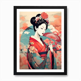 Geisha Flat Illustration  2 Art Print