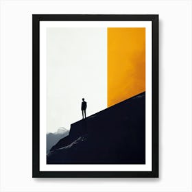 Man On A Mountain, Minimalism Art Print