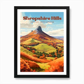 Shropshire Hills England Nature Modern Travel Illustration Art Print