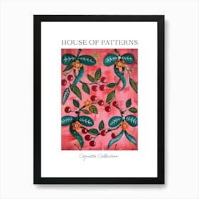 Folk Cherries And Bows 1 Pattern Poster Art Print