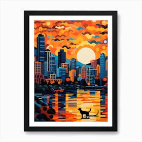 Vancouver, Canada Skyline With A Cat 2 Art Print