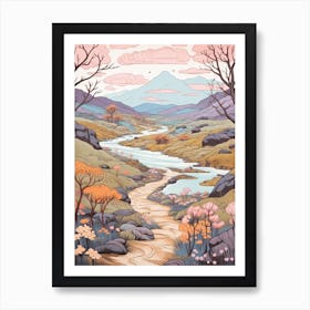 Laugavegur Iceland 3 Hike Illustration Art Print