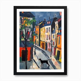 Painting Of Paris With A Cat 1 In The Style Of Matisse Art Print