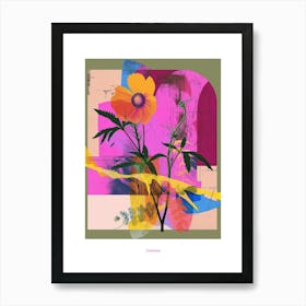 Cosmos 3 Neon Flower Collage Poster Art Print