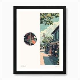 Sendai Japan 2 Cut Out Travel Poster Art Print