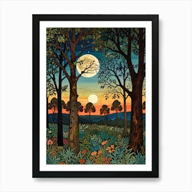 William Morris Moonlight In The Woods 15 Art Print