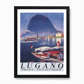 Lugano Switzerland Vintage Travel Poster Art Print