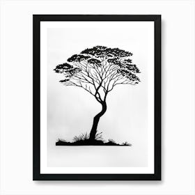 Acacia Tree Simple Geometric Nature Stencil 2 Art Print