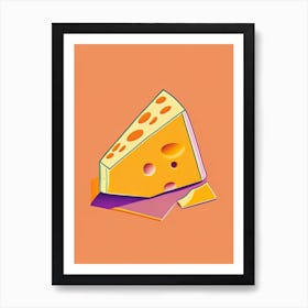 Limburger Cheese Dairy Food Minimal Line Drawing 2 Art Print