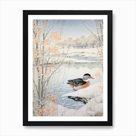 Winter Bird Painting Mallard Duck 4 Art Print